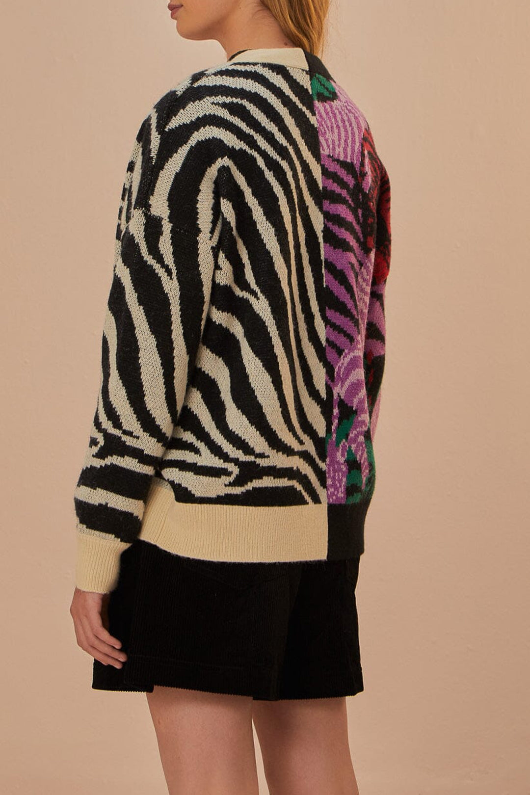 Zebra knitted cardigan - Black