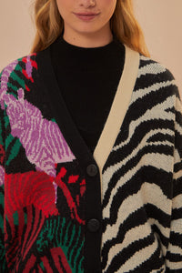 Zebra knitted cardigan - Black