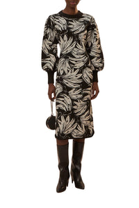 MEDIA OFF LINE_Robe midi Bossa Banana en maille - Noir