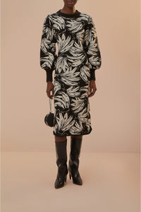 MEDIA OFF LINE_Robe midi Bossa Banana en maille - Noir