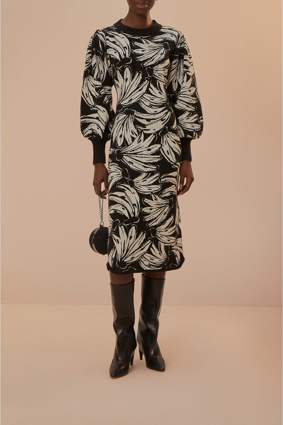 MEDIA OFF LINE_Robe midi Bossa Banana en maille - Noir