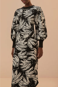 MEDIA OFF LINE_Robe midi Bossa Banana en maille - Noir