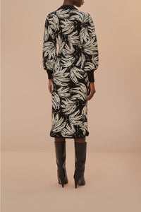 MEDIA OFF LINE_Robe midi Bossa Banana en maille - Noir