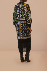 Cardigan Winter Garden mi-long en maille - Noir