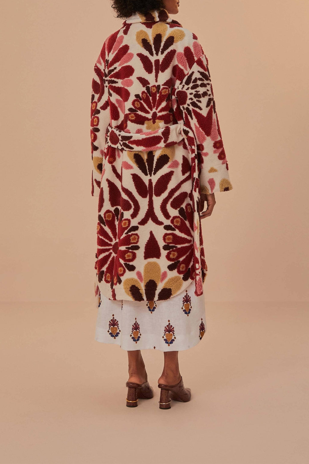 Ainika wool blend floral coat - Red