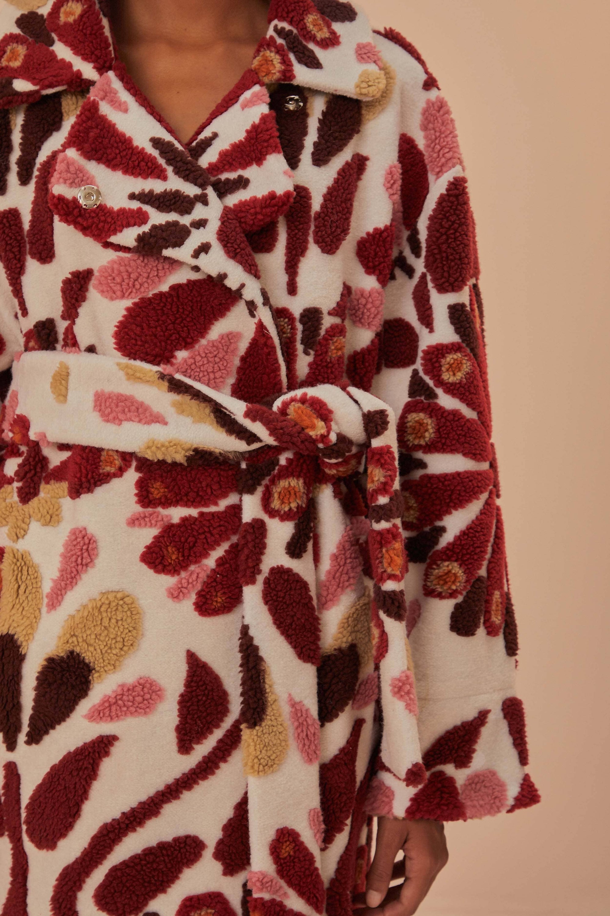 Ainika wool blend floral coat - Red