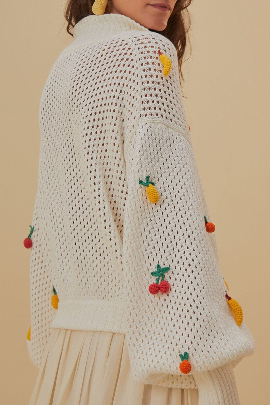 Pull brodé en crochet - Blanc