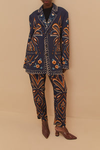 Blazer unisexe Ikat Ananas en coton - Bleu