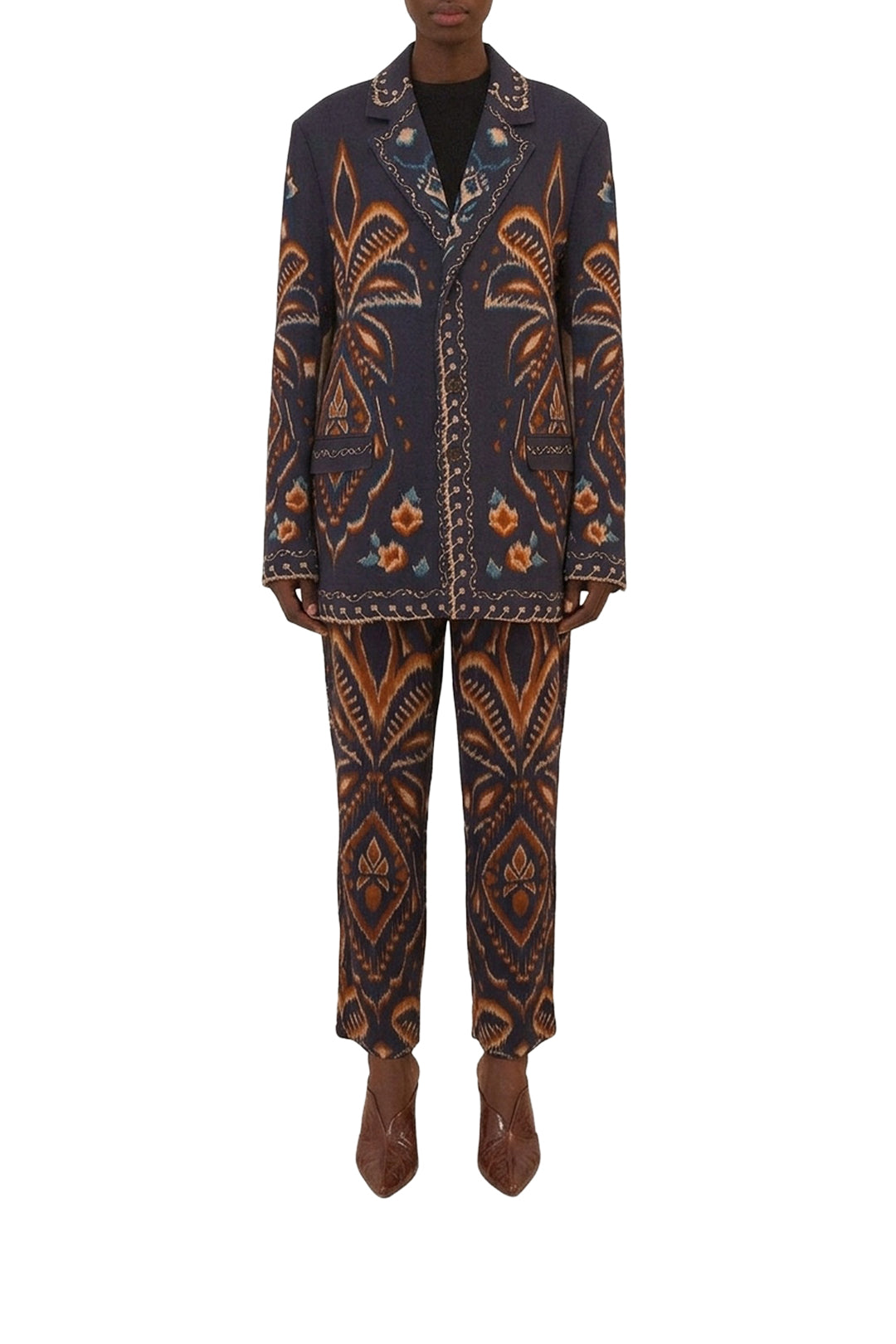 Blazer unisexe Ikat Ananas en coton - Bleu