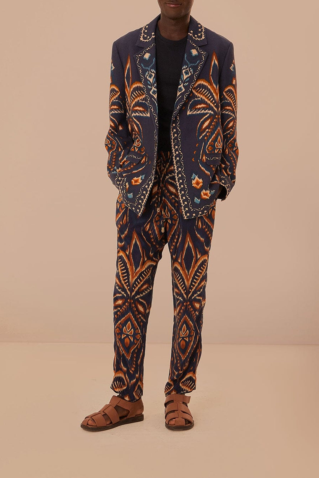 Blazer unisexe Ikat Ananas en coton - Bleu