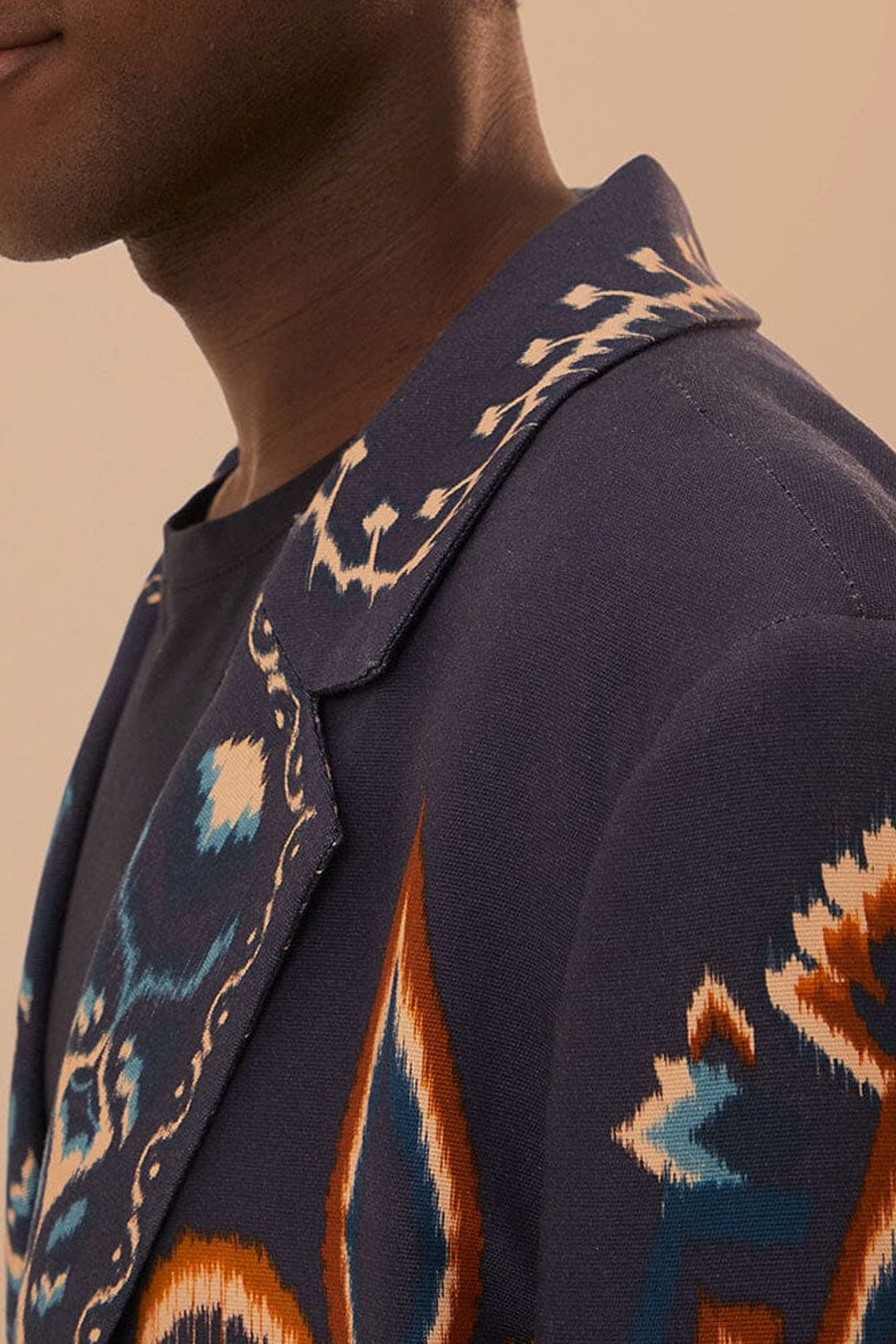 Blazer unisexe Ikat Ananas en coton - Bleu