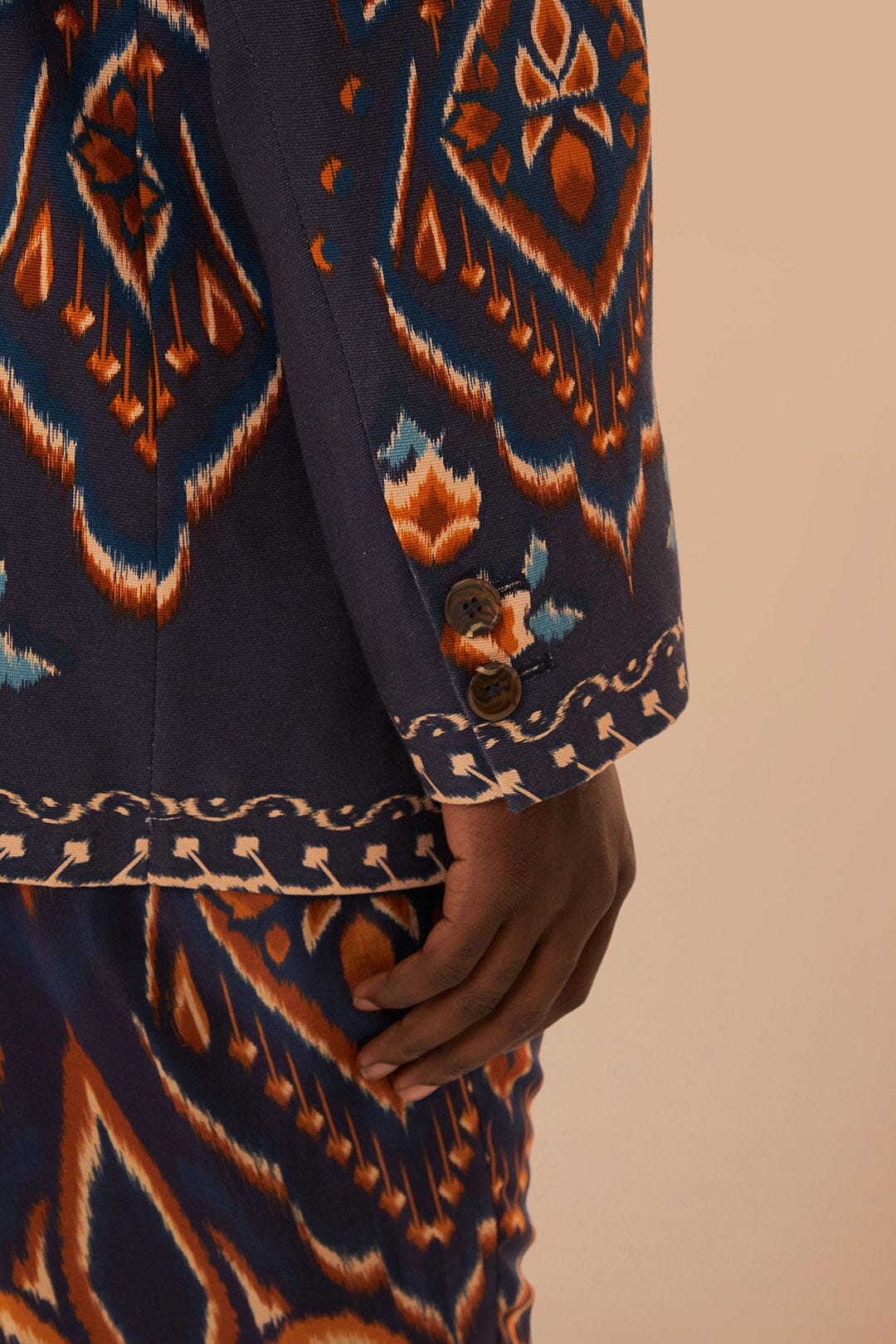 Blazer unisexe Ikat Ananas en coton - Bleu