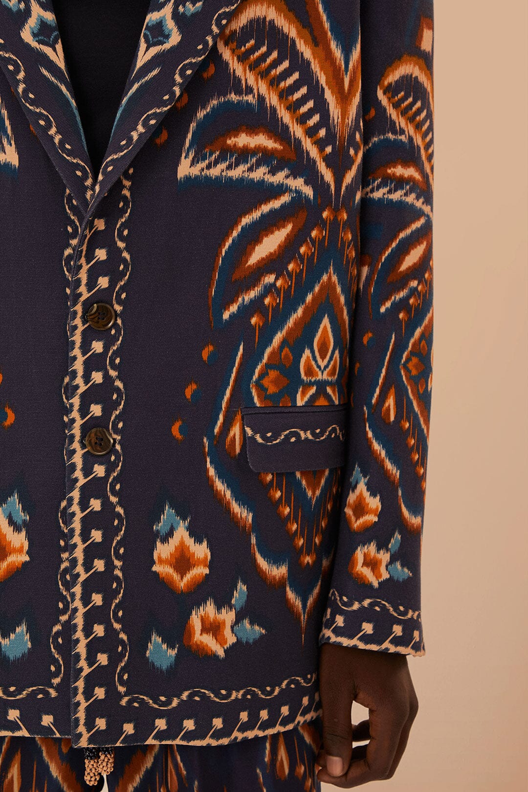 Blazer unisexe Ikat Ananas en coton - Bleu