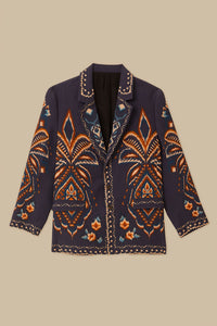 Blazer unisexe Ikat Ananas en coton - Bleu