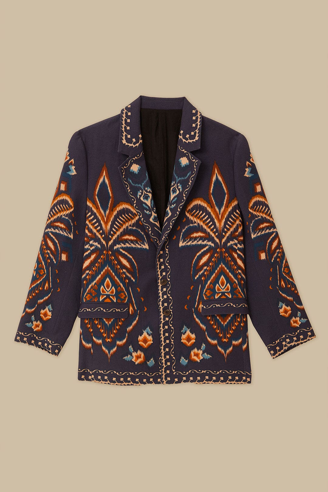 Blazer unisexe Ikat Ananas en coton - Bleu