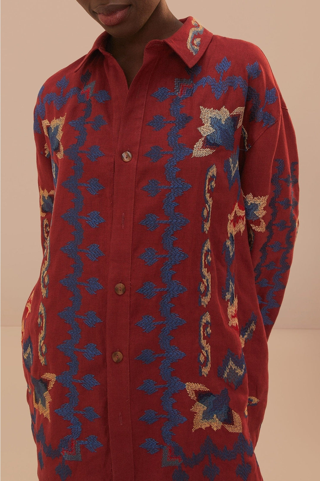 DJV_Burgundy Chemises & Blouses - Burgundy