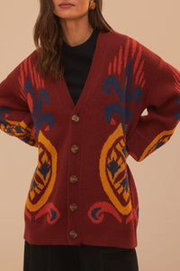 Cardigan Pineapple en maille - Bordeaux