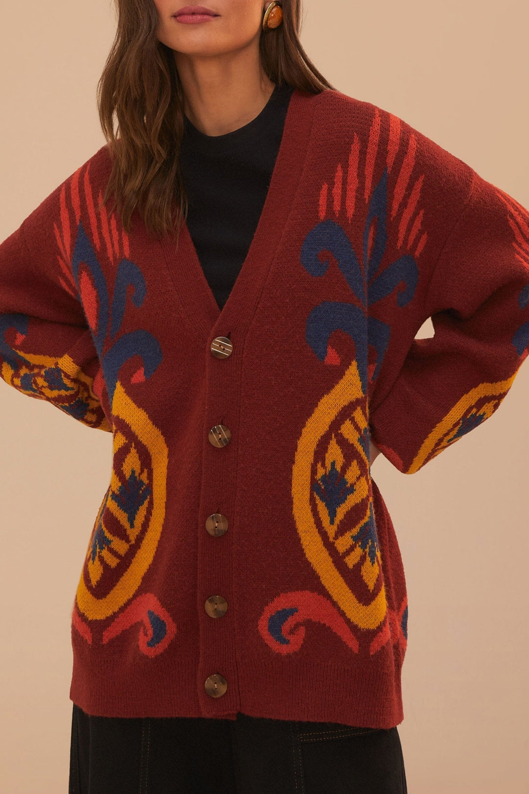 Cardigan Pineapple en maille - Bordeaux