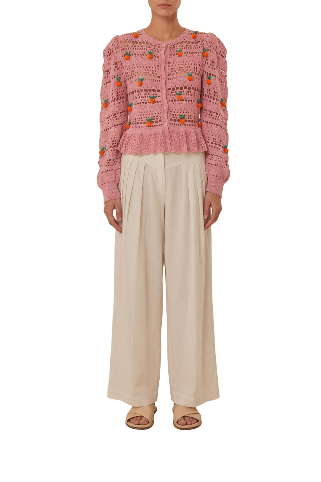 Cardigan en crochet - Rose