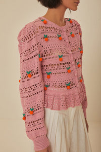 Cardigan en crochet - Rose