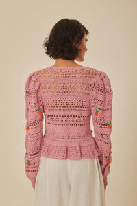 Cardigan en crochet - Rose
