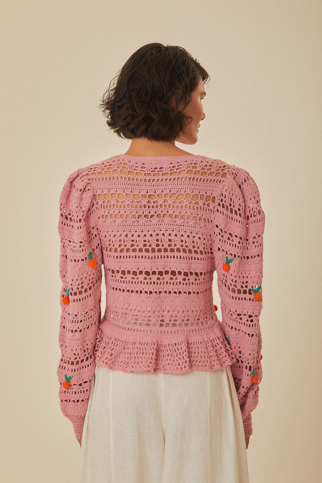 Cardigan en crochet - Rose