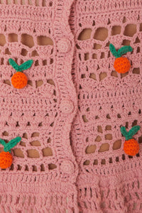 Cardigan en crochet - Rose