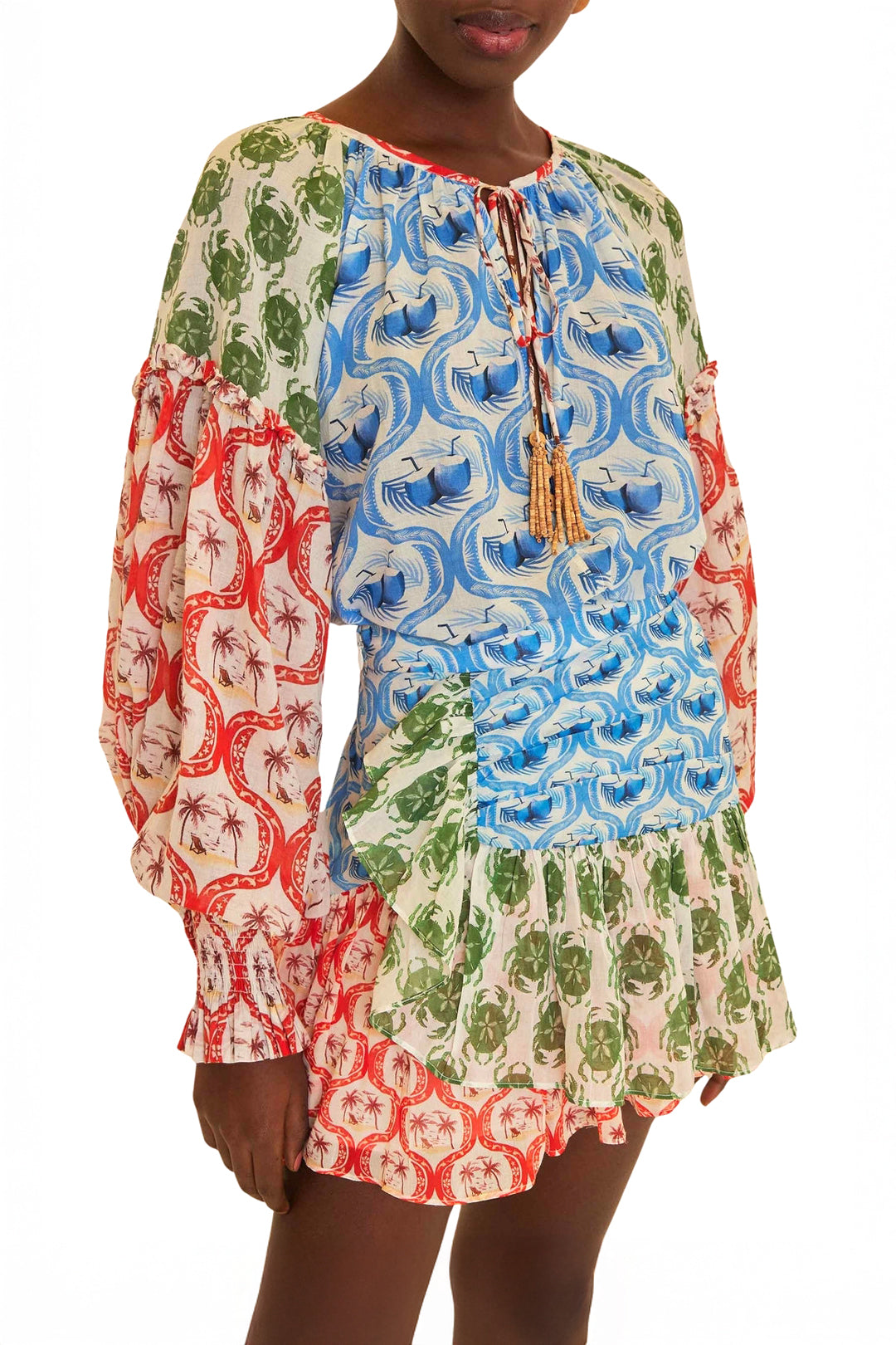 MEDIA OFF LINE_Mini jupe Stamp Mix en coton - Multicolore