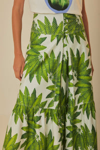 MEDIA OFF LINE_Jupe longue Palm Fan en coton - Vert