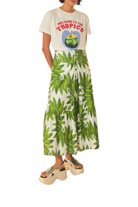 MEDIA OFF LINE_Jupe longue Palm Fan en coton - Vert