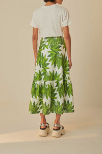MEDIA OFF LINE_Jupe longue Palm Fan en coton - Vert