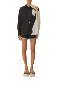 Chemise à manches longues avec découpes en coton - Noir