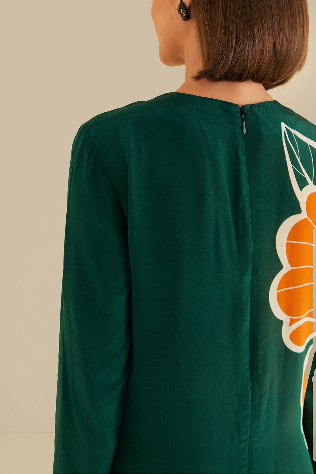 Robe longue à manches longues et motif fleurs Honolulu - Vert