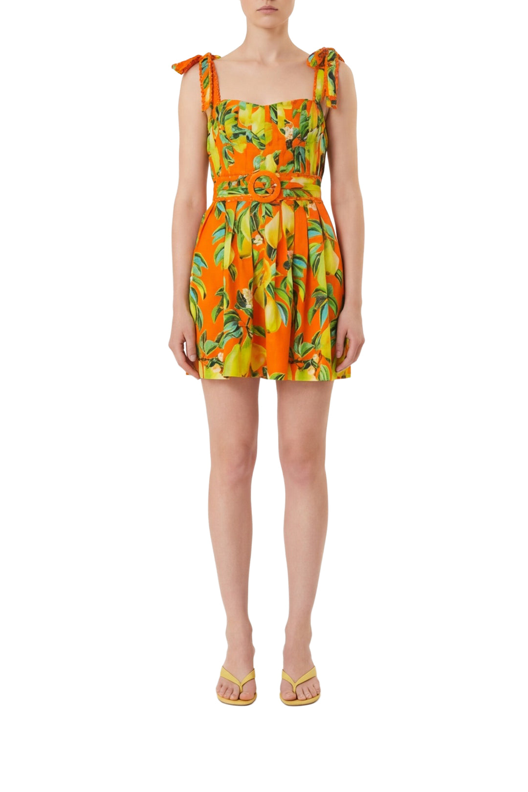 Robe courte Chic Pears à manches courtes en coton - Orange