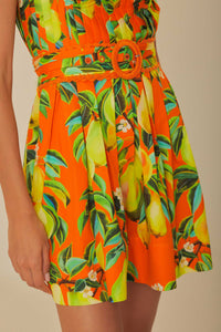 Robe courte Chic Pears à manches courtes en coton - Orange
