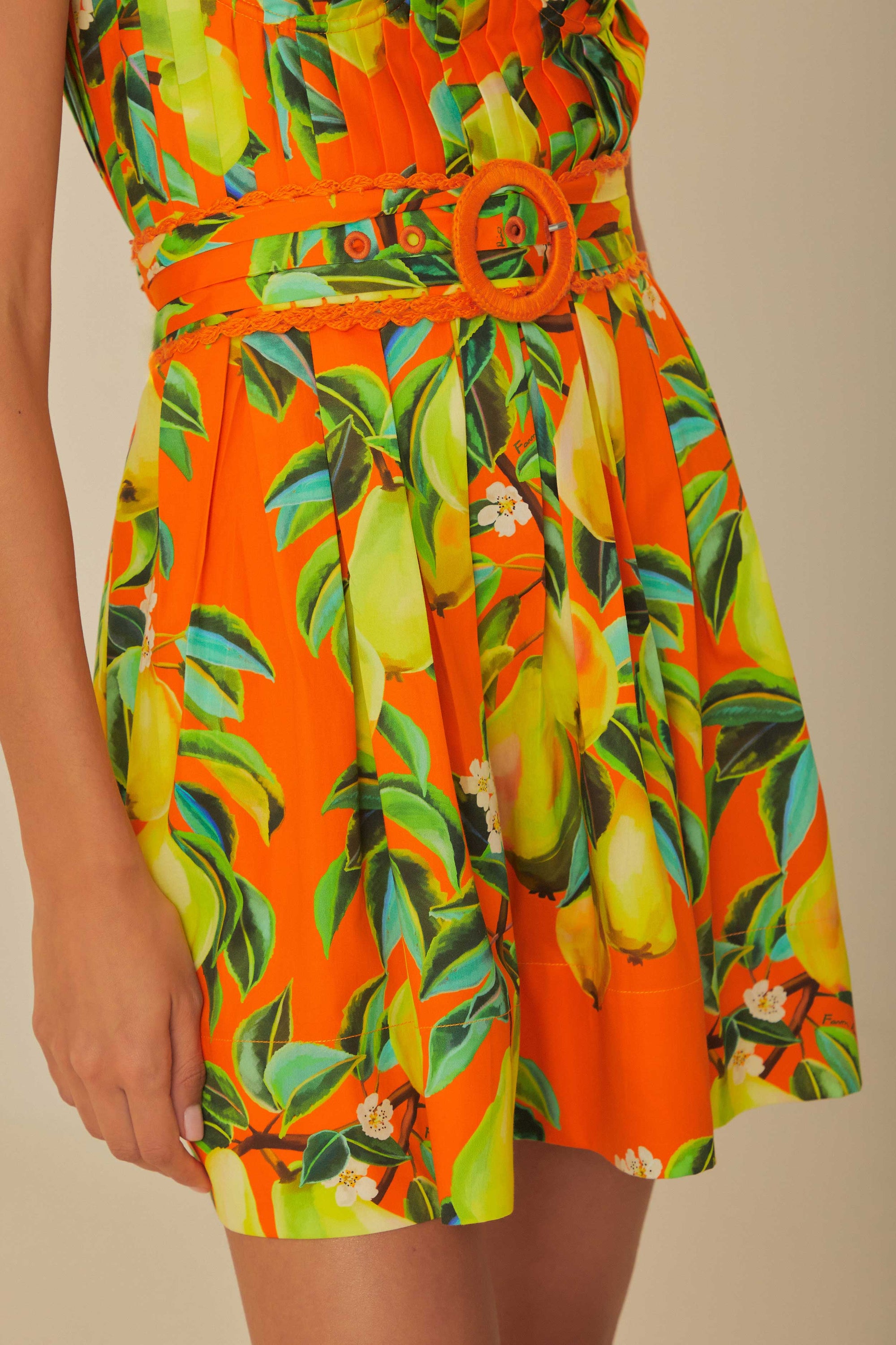 Robe courte Chic Pears à manches courtes en coton - Orange