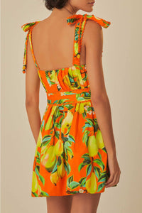 Robe courte Chic Pears à manches courtes en coton - Orange