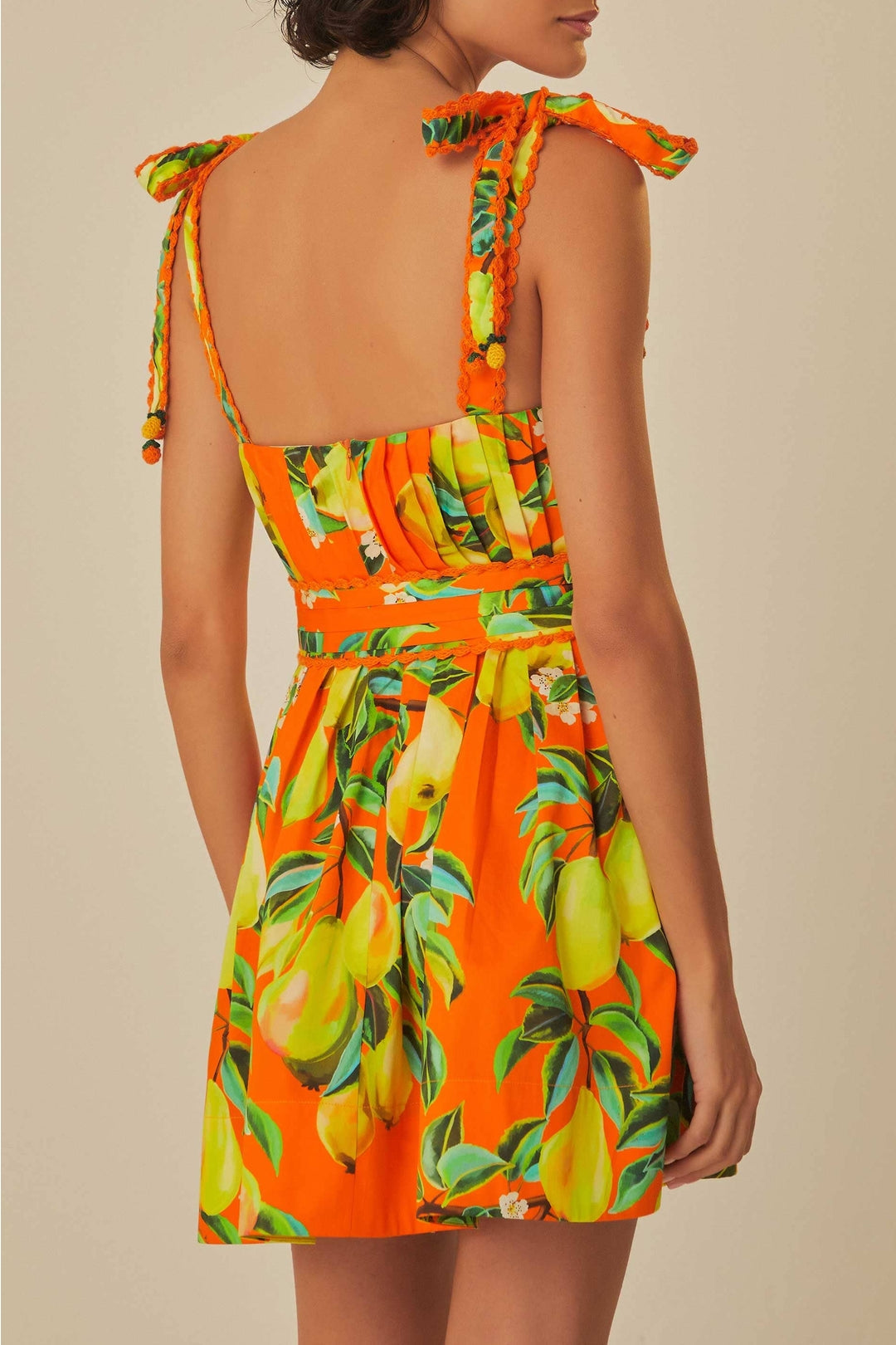 Robe courte Chic Pears à manches courtes en coton - Orange