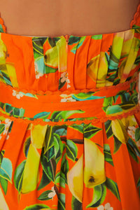 Robe courte Chic Pears à manches courtes en coton - Orange
