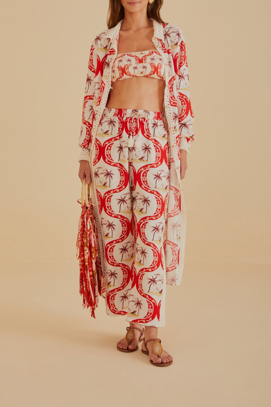 Pantalon Summer Beach en lin - Rouge