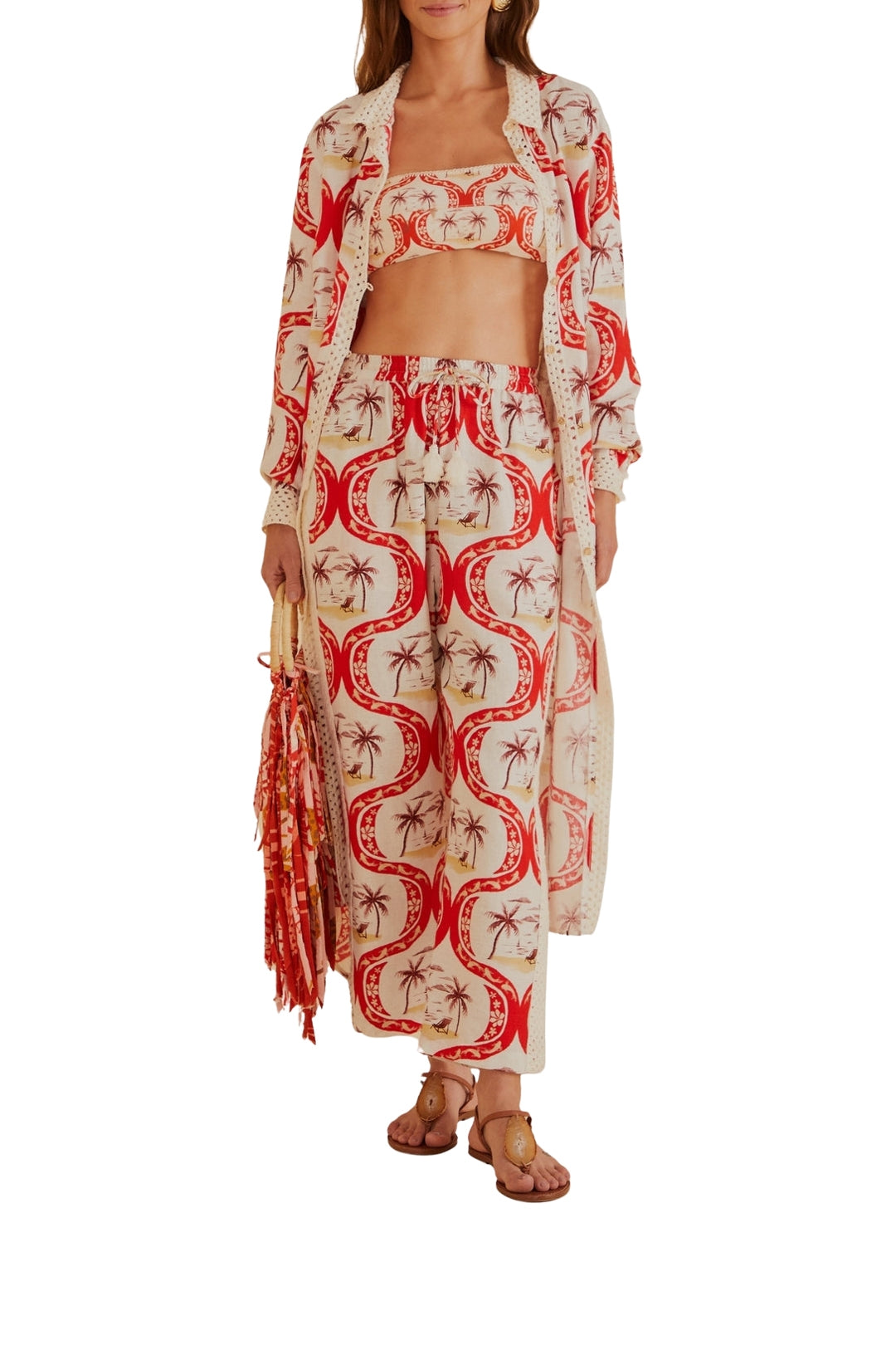 Pantalon Summer Beach en lin - Rouge