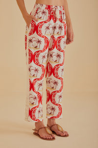 Pantalon Summer Beach en lin - Rouge