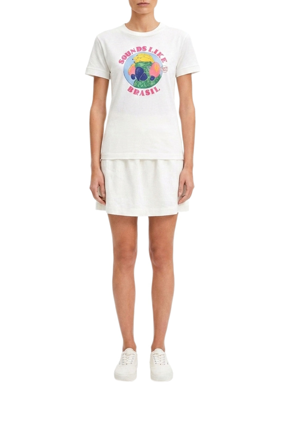 T-shirt Sounds Like Brasil Baby Look en coton - Blanc