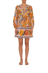 Spring Bananas short cotton dress - Orange