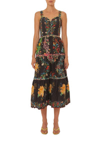 Robe midi Delicate Forest - Noir