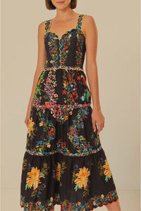 Robe midi Delicate Forest - Noir