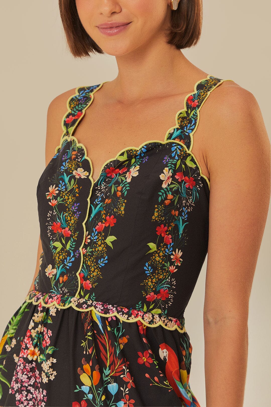 Robe midi Delicate Forest - Noir