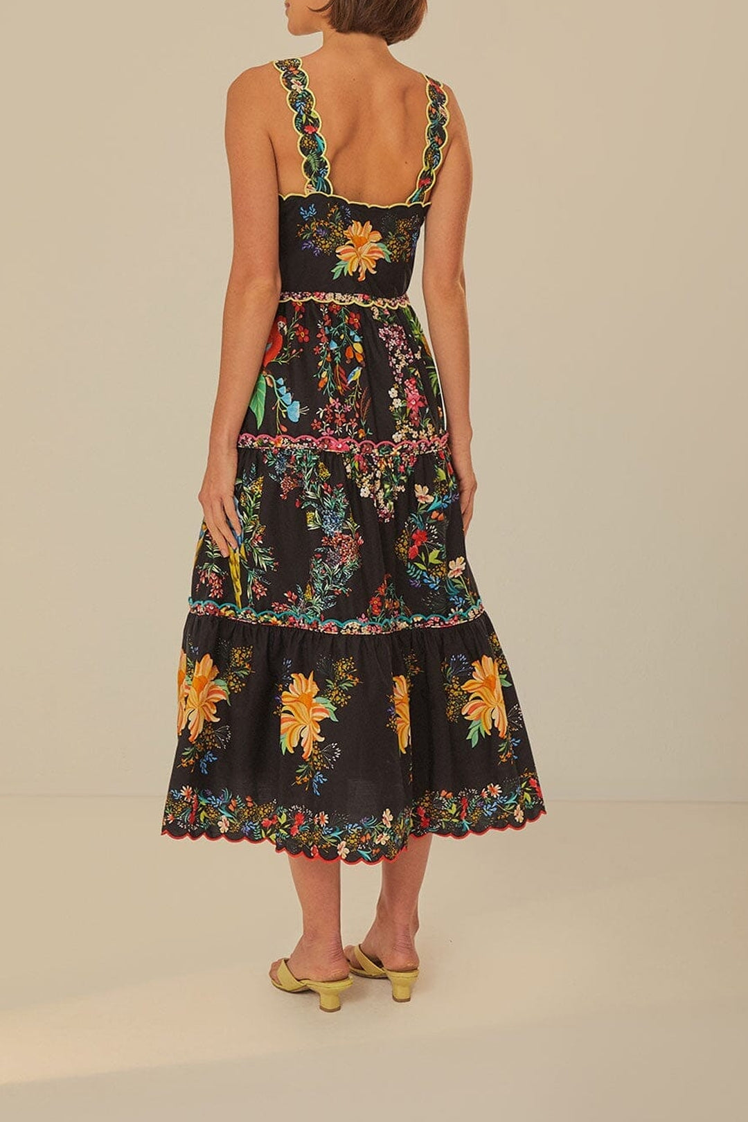 Robe midi Delicate Forest - Noir