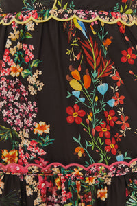 Robe midi Delicate Forest - Noir