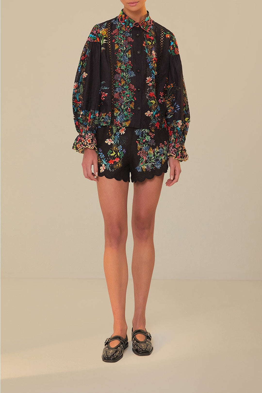 Short Delicate Forest en lin - Noir